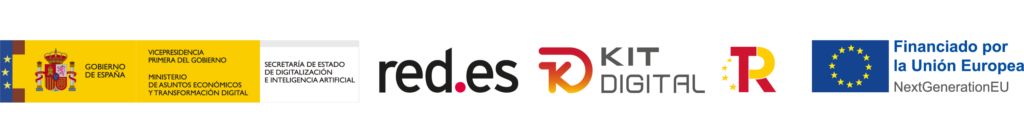 Gobierno de España, Vicepresidencia Primera, Ministerio de Asuntos Económicos y Transformación Digital, Secretaría de Estado de Digitalización e Inteligencia Artificial, red.es, Kit Digital, Plan de Recuperación, Transformación y Resiliencia, Financiado por la Unión Europea NextGenerationEU
